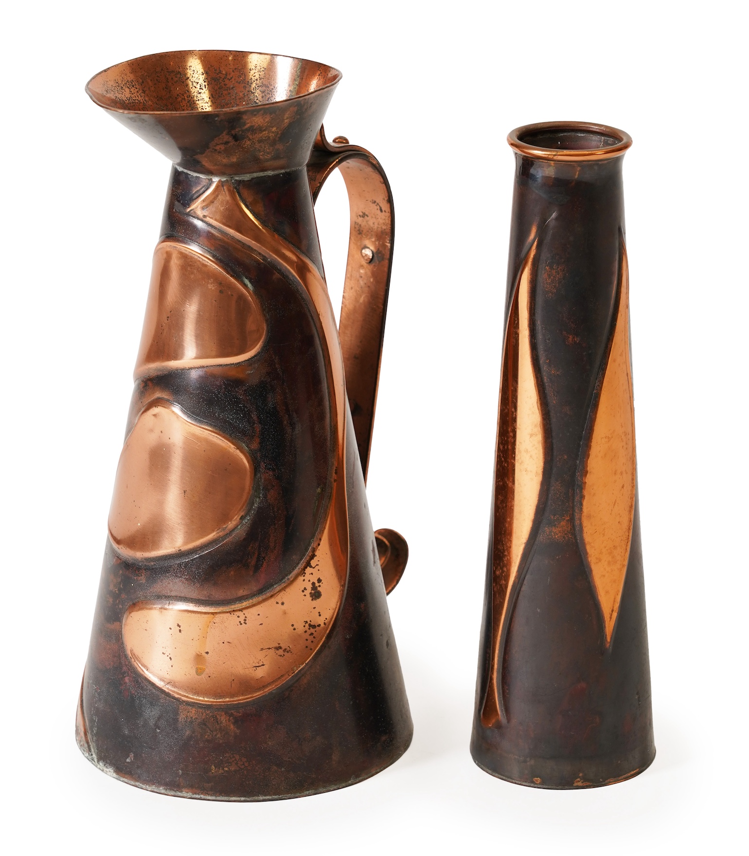 Sam Fanaroff BEM, 1926-2019, A patinated copper ewer and similar vase